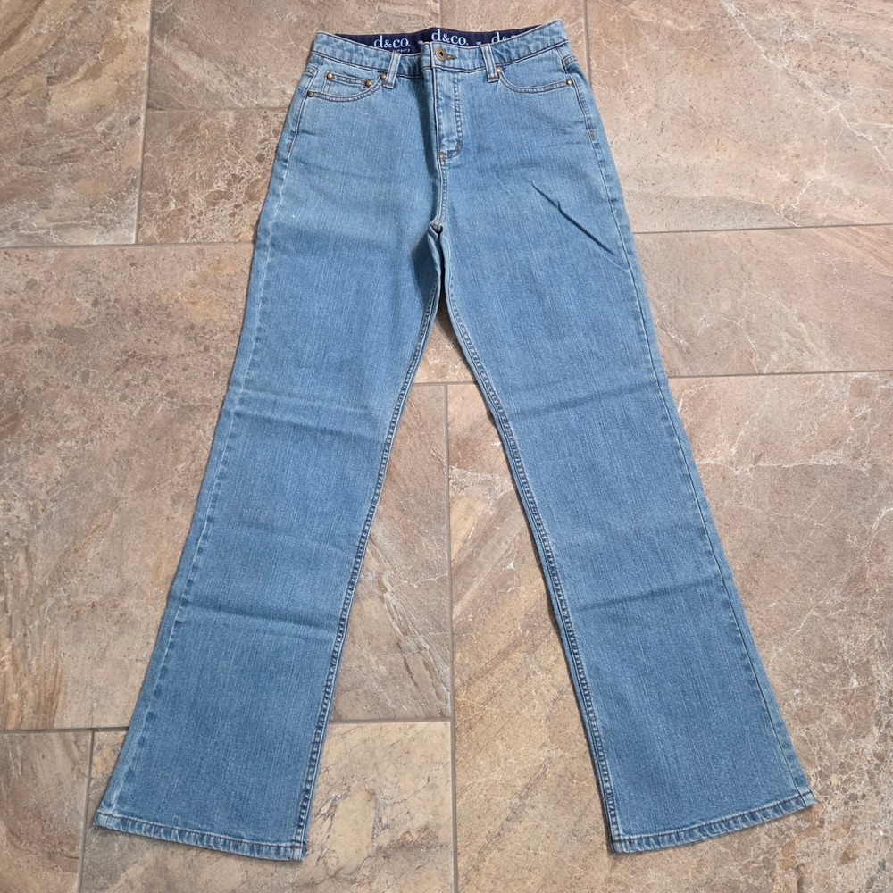 Denim & Co Women Medium Wash Straight Leg Tummy Control Jeans Size 6 High Rise